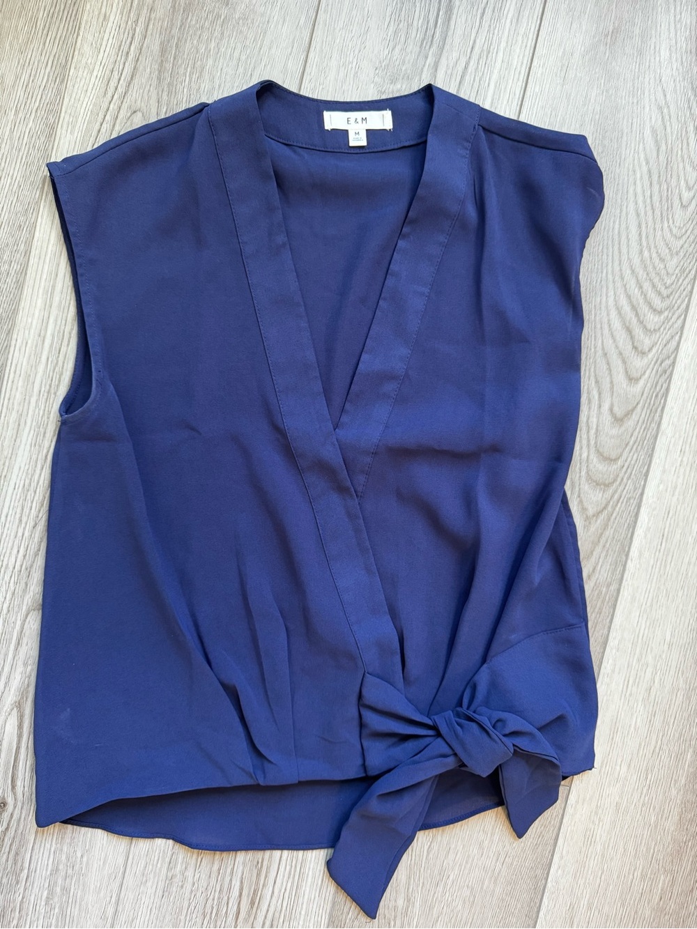 Eileen Fisher Navy Sleeveless Wrap Tank with Side Tie